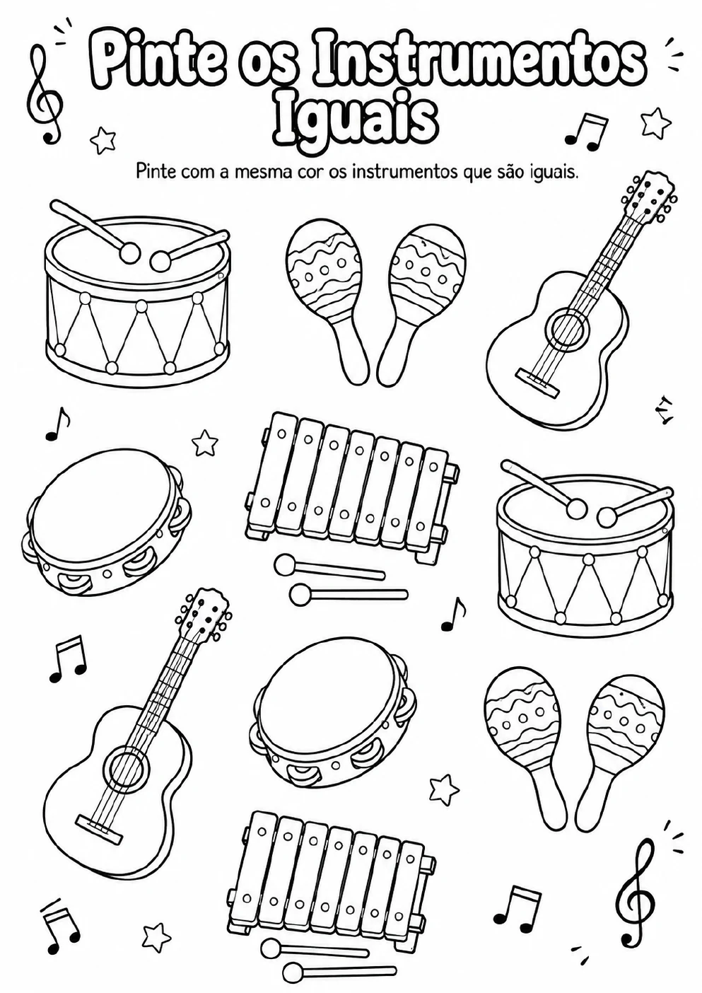 Atividade Pinte os Instrumentos Iguais